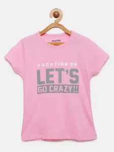 mackly Girls Typography Printed Pure Cotton Lounge T-shirt