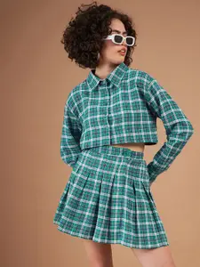 SASSAFRAS Checked Shirt With Mini Skirt Co-Ords