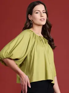 all about you Tie-Up Neck Puff Sleeve Top