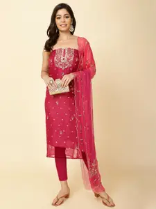 Meena Bazaar Ethnic Motifs Woven Design Unstitched Dress Material