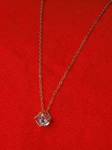 Ayesha 3D Cube with Diamante Pendant with Chain