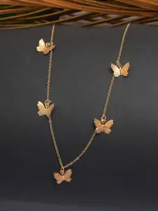 Ayesha Women Gold-Plated Butterfly Shaped Necklace