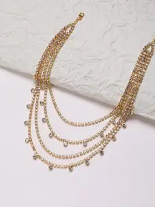 SOHI Artificial Stones Gold Plated Layered Necklace