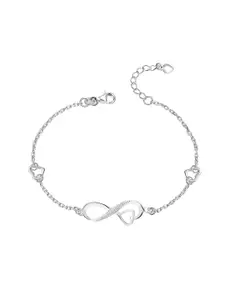 LeCalla 925 Sterling Silver Rhodium-Plated Cubic Zirconia Link Bracelet