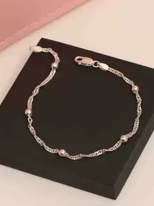 LeCalla 925 Sterling Silver Rhodium-Plated Pearls Link Bracelet
