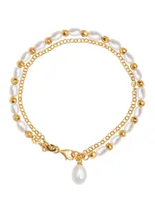 LeCalla 925 Sterling Silver Gold-Plated Pearls Multistrand Bracelet