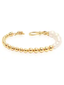 LeCalla Women Sterling Silver Pearls Gold-Plated Charm Bracelet