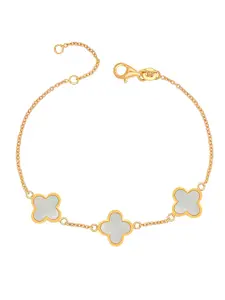 LeCalla 925 Sterling Silver Gold-Plated Mother of Pearl Charm Bracelet