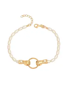 LeCalla 925 Sterling Silver Gold-Plated Cubic Zirconia Link Bracelet