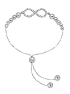 LeCalla Women Sterling Silver Cubic Zirconia Rhodium-Plated Charm Bracelet