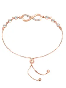 LeCalla 925 Sterling Silver Cubic Zirconia Rose Gold-Plated Charm Bracelet