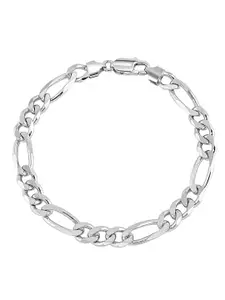 LeCalla Men Rhodium-Plated 925 Sterling Silver Link Bracelet