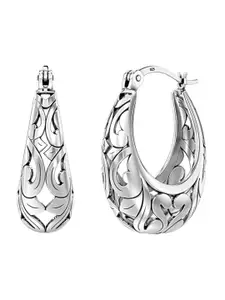 LeCalla Silver Plated 925 Sterling Silver Contemporary Hoop Earrings
