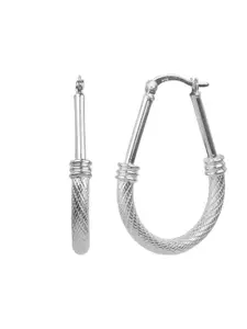 LeCalla Silver Plated 925 Sterling Silver Oval Shaped Hoop Earrings