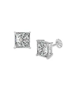 LeCalla Silver Plated Sterling Silver Square Studs Earrings