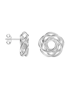 LeCalla Silver Plated Sterling Silver Contemporary Studs Earrings