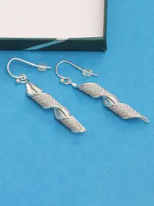 LeCalla 925 Sterling Silver Plated Stone-Studded Contemporary Drop Earrings