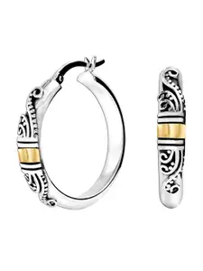 LeCalla 925 Sterling Silver Rhodium-Plated Round Shaped Hoop Earrings