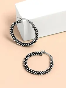 LeCalla Silver Plated 925 Sterling Silver Contemporary Hoop Earrings