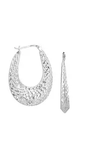 LeCalla 925 Sterling Silver Plated Contemporary Hoop Earrings