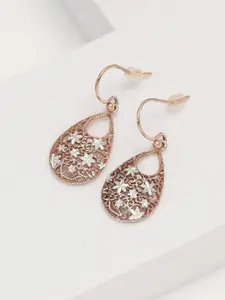 LeCalla Rose Gold Plated Contemporary Drop Earrings
