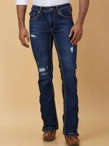 mode de base Men Bootcut Mildly Distressed Light Fade Cotton Stretchable Jeans