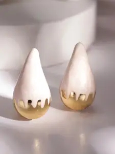 Rubans Voguish Gold-Plated Brass Teardrop Shaped Studs Earrings