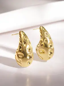 Rubans Voguish Gold-Plated Brass Teardrop Shaped Studs Earrings