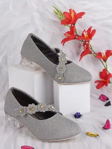 BAESD Girls Embellished Pointed Toe Block Heel Pumps