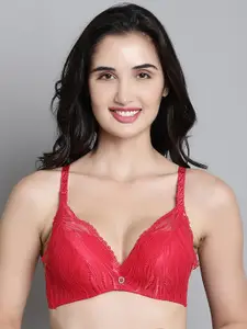 MAKCLAN Self Design Lightly Padded Anti Odour Plunge Bra With All Day Comfort