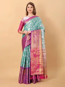 V3 FASHION STUDIO Ethnic Woven Design Zari Pure Silk Banarasi Saree With Tassels