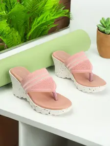 DressBerry Striped Open Toe Wedge Heels