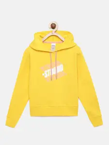 mackly Girls Typography Printed Hooded Sweatshirt