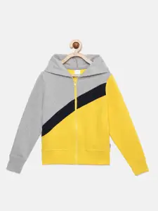 mackly Girls Colourblocked Hooded Sweatshirt