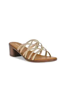 Rocia Textured Open Toe Block Heels