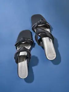 Rocia Open Toe Textured Block Heels