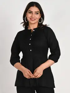Do Dhaage Mandarin Collar Cotton Shirt Style Top