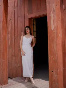 Stylecast X Hersheinbox Self-Striped Sheath Maxi Dress