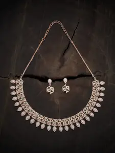 Kushal's Fashion Jewellery Rose Gold-Plated Cubic Zirconia Studded Necklace & Earrings