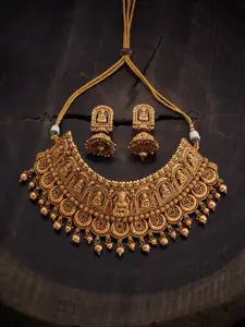 Kushal's Fashion Jewellery Gold-plated Stone Studded Necklace & Earrings
