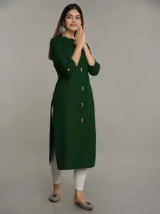 NEW4U Mandarin Collar Roll-Up Sleeves Straight Kurta