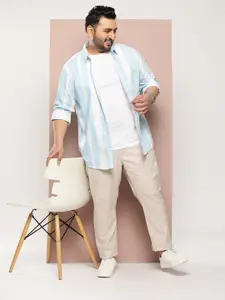 Sztori Men Plus Size Striped Casual Shirt