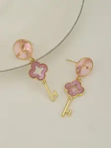 Carlton London Gold-Plated Contemporary Quartz Drop Earrings