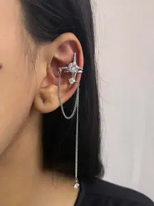 ISHKAARA Silver-Plated Star Shape Clip On Earcuffs