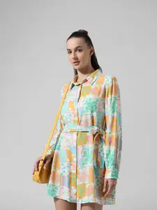 ONLY Abstract Printed Belted Shirt Dress