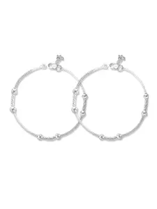 LeCalla Set of 2 925 Sterling Silver BIS Hallmarked Rhodium-Plated Anklet