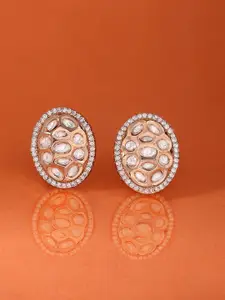 Zaveri Pearls Rose Gold-Plated Cubic Zirconia-Studded Brass Contemporary Studs Earrings