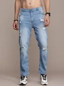 Roadster Men Straight Fit Highly Distressed Light Fade Jeans
