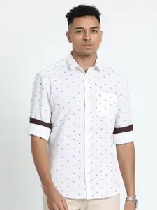 Classic Polo Abstract Printed Spread Collar Slim Fit Cotton Opaque Casual Shirt