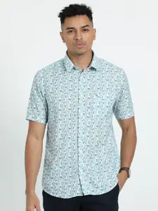 Classic Polo Spread Collar Slim Fit Floral Cotton Opaque Printed Casual Shirt